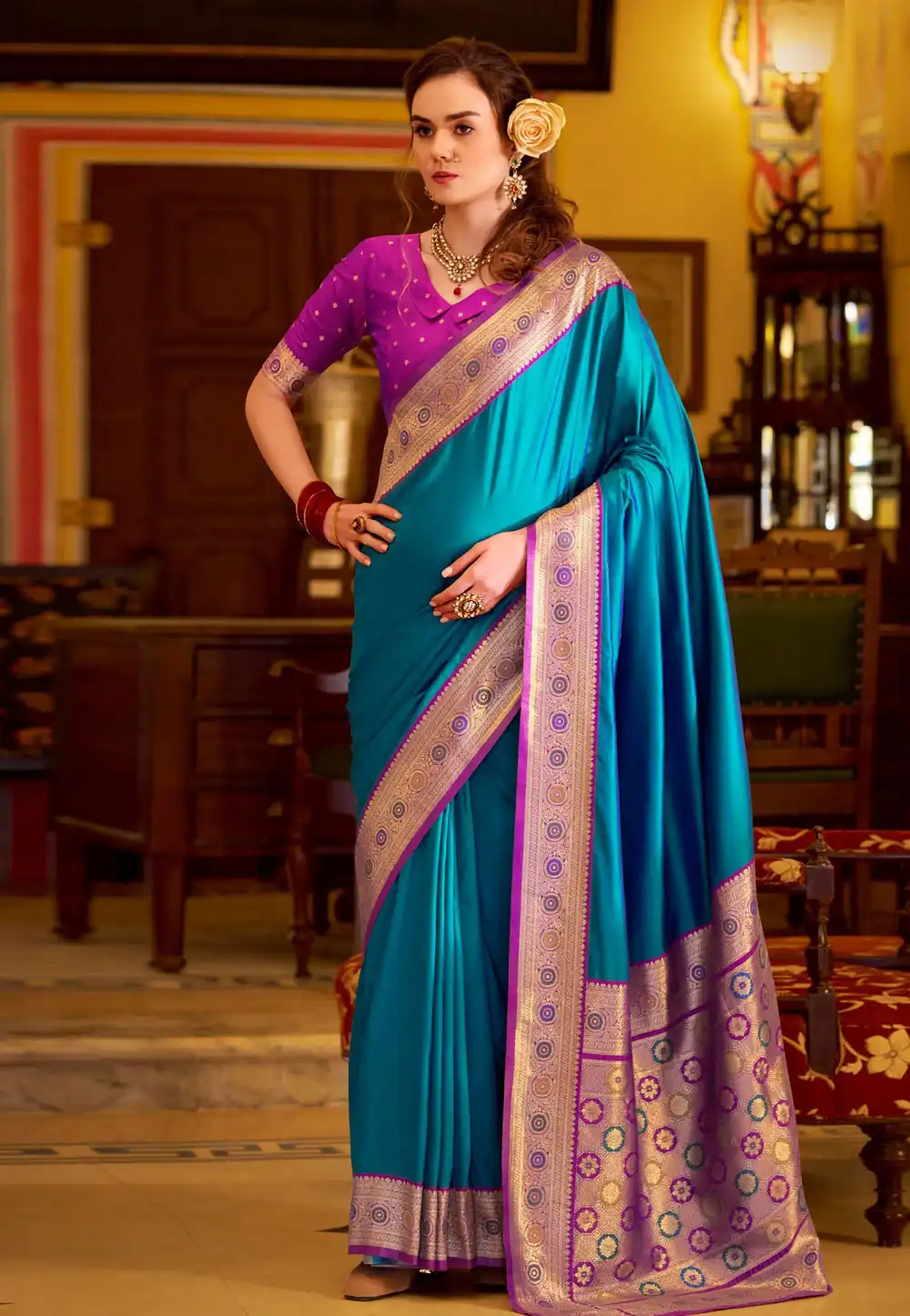 Blue Silk Saree With Blouse 320728