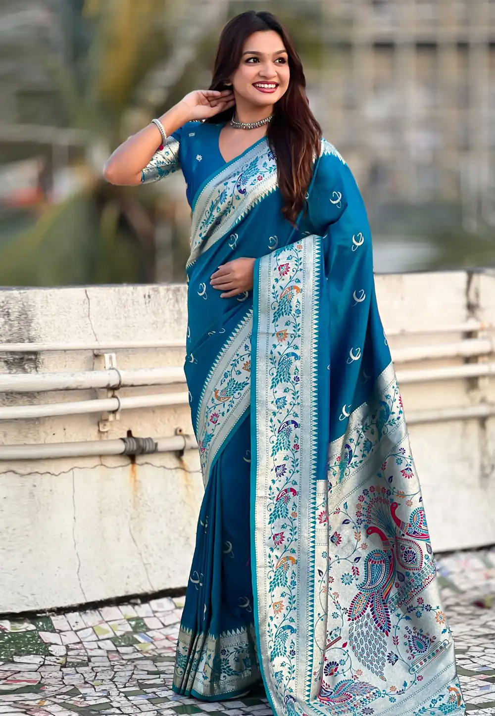Blue Silk Saree With Blouse 320674