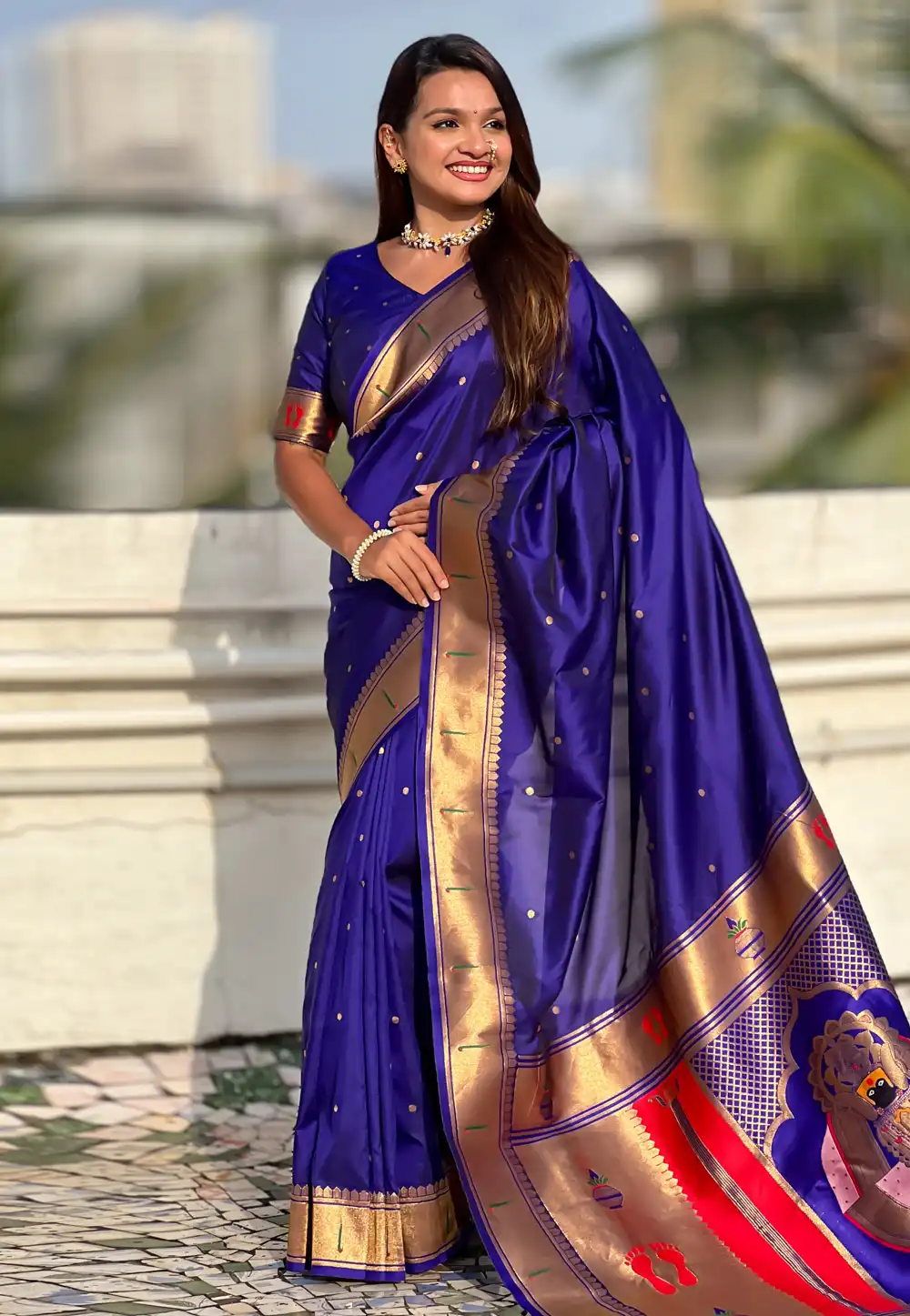 Blue Silk Saree With Blouse 321049