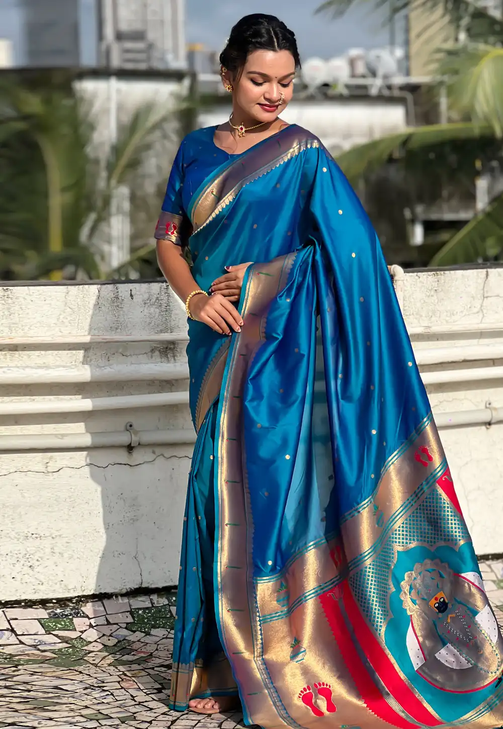 Blue Silk Saree With Blouse 321062