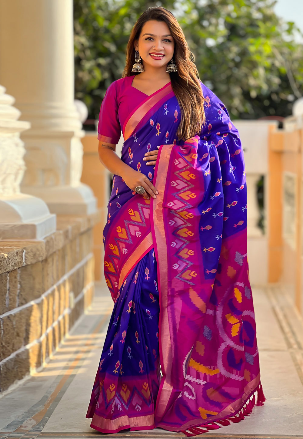 Blue Silk Saree With Blouse 306545