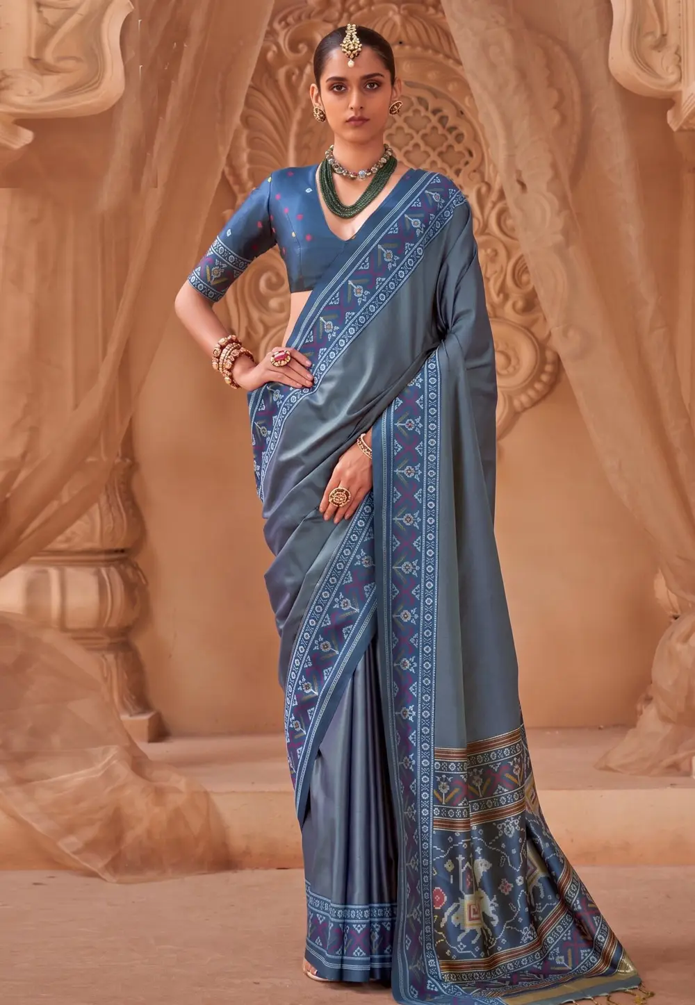 Blue Silk Saree With Blouse 333763