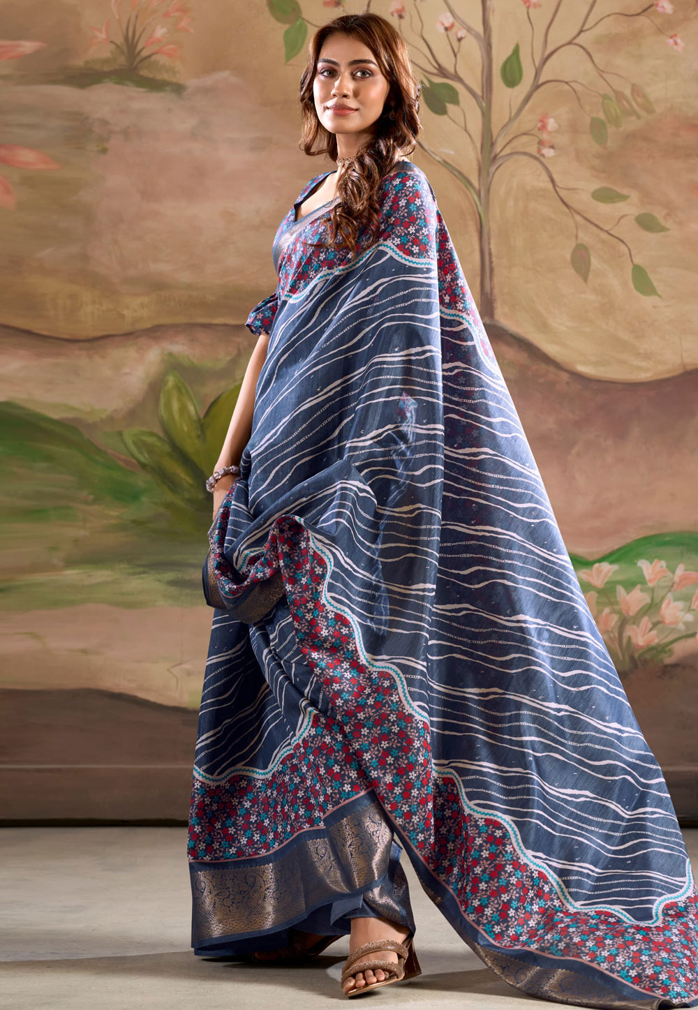 Blue Silk Saree With Blouse 307740