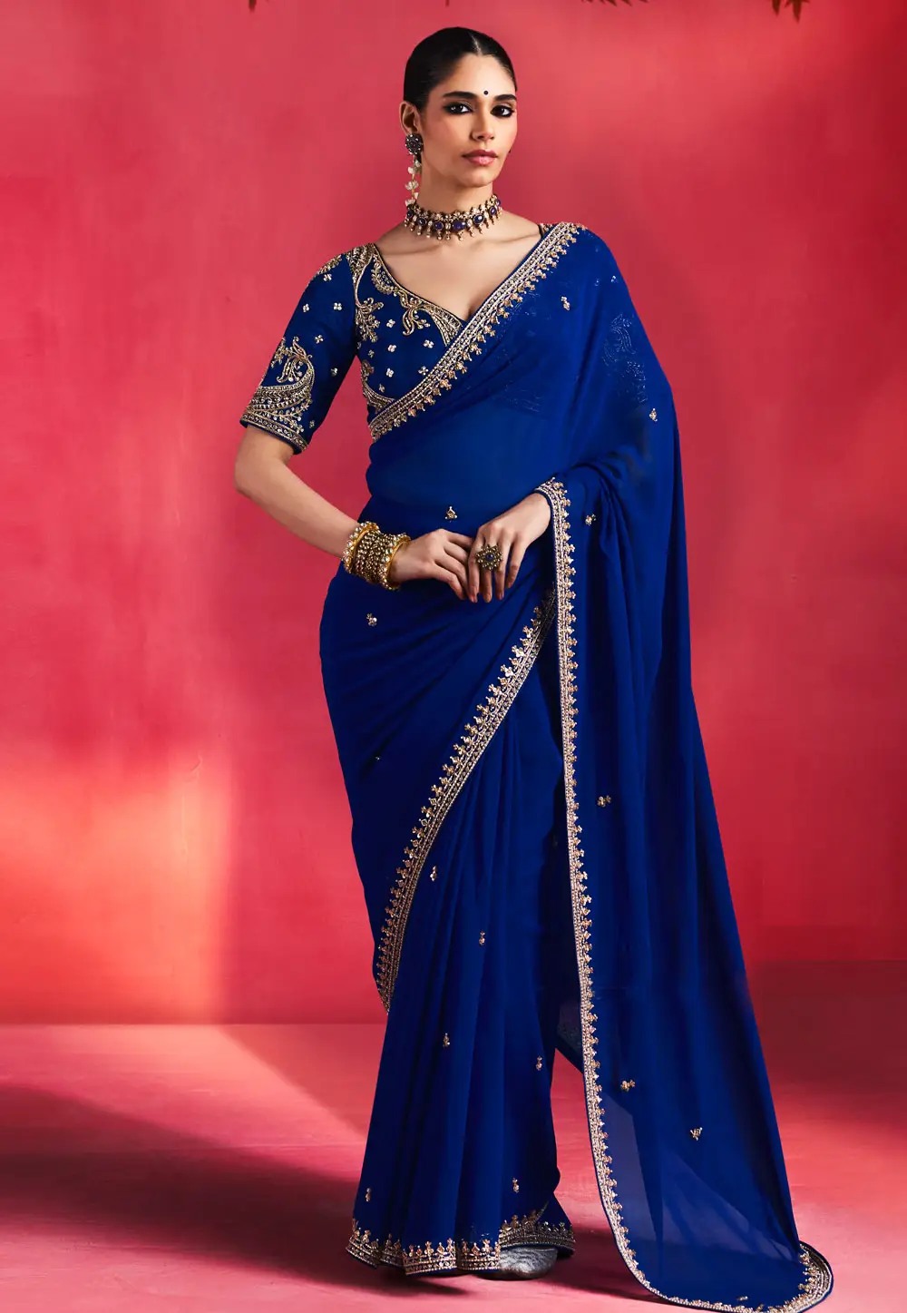 Blue Silk Saree With Blouse 335339