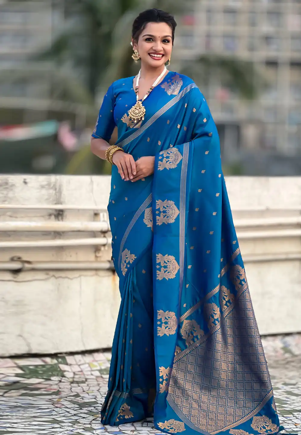 Blue Silk Saree With Blouse 325266
