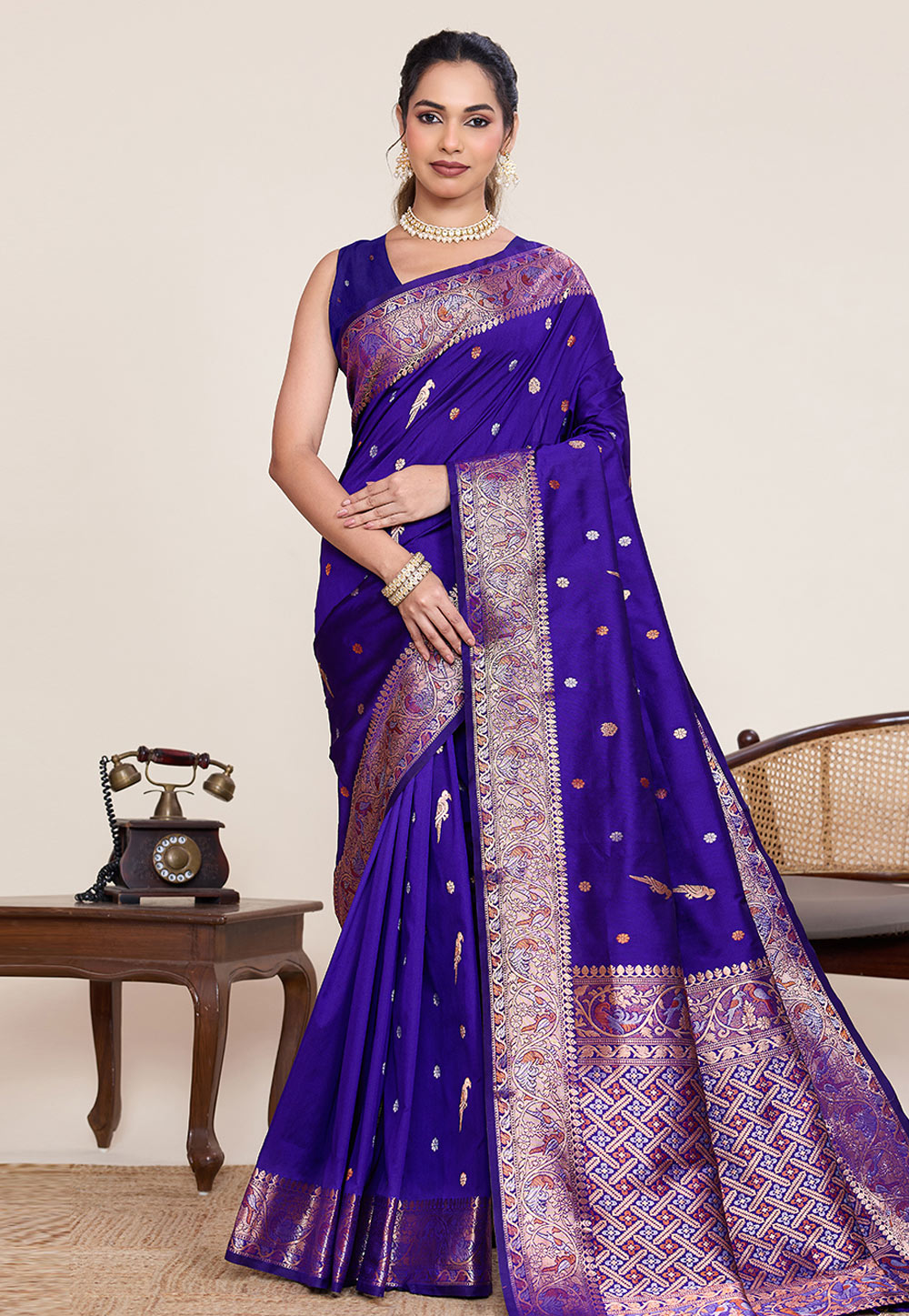 Blue Silk Saree With Blouse 326369