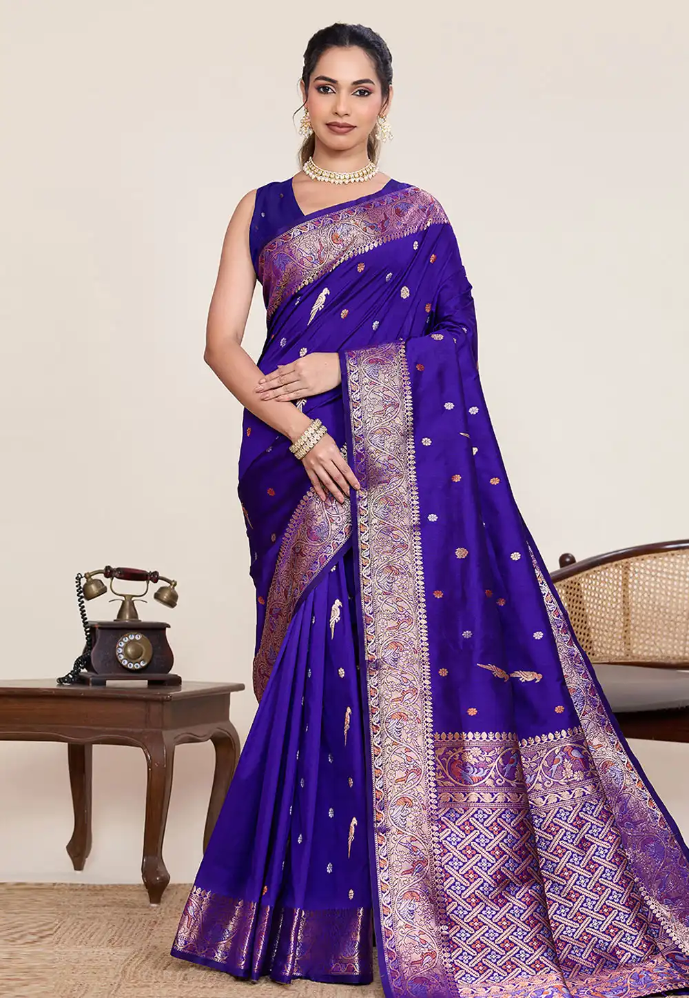 Blue Silk Saree With Blouse 326369