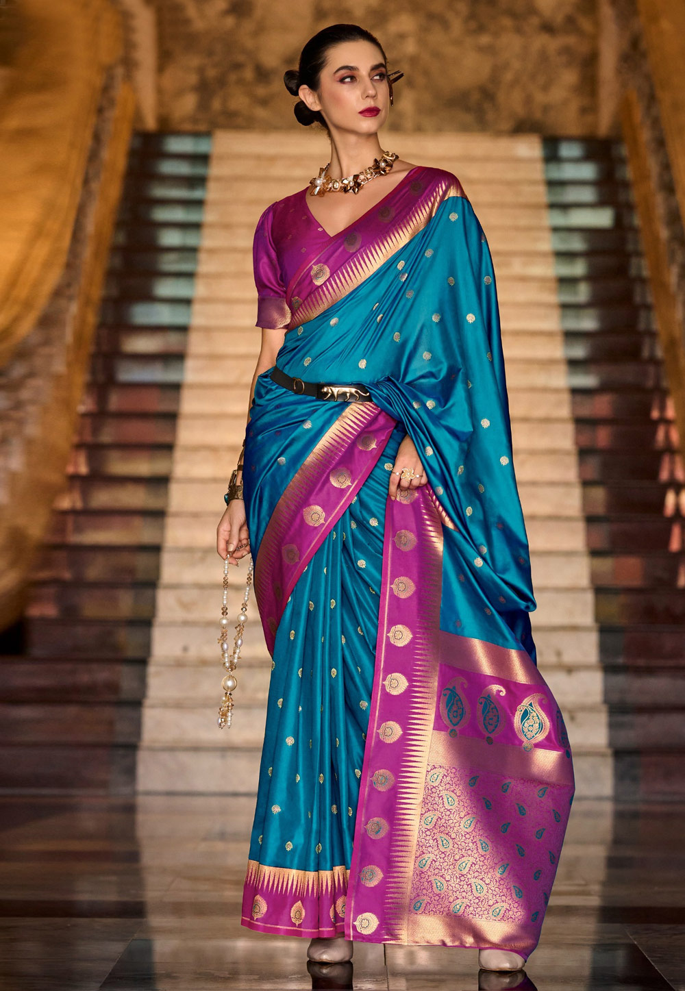 Blue Silk Saree With Blouse 308031