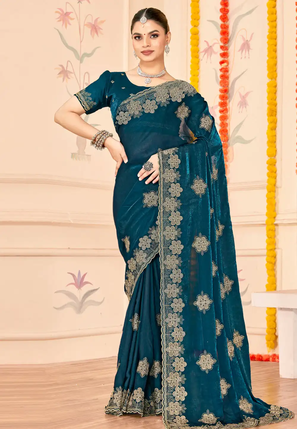 Blue Silk Saree With Blouse 317341