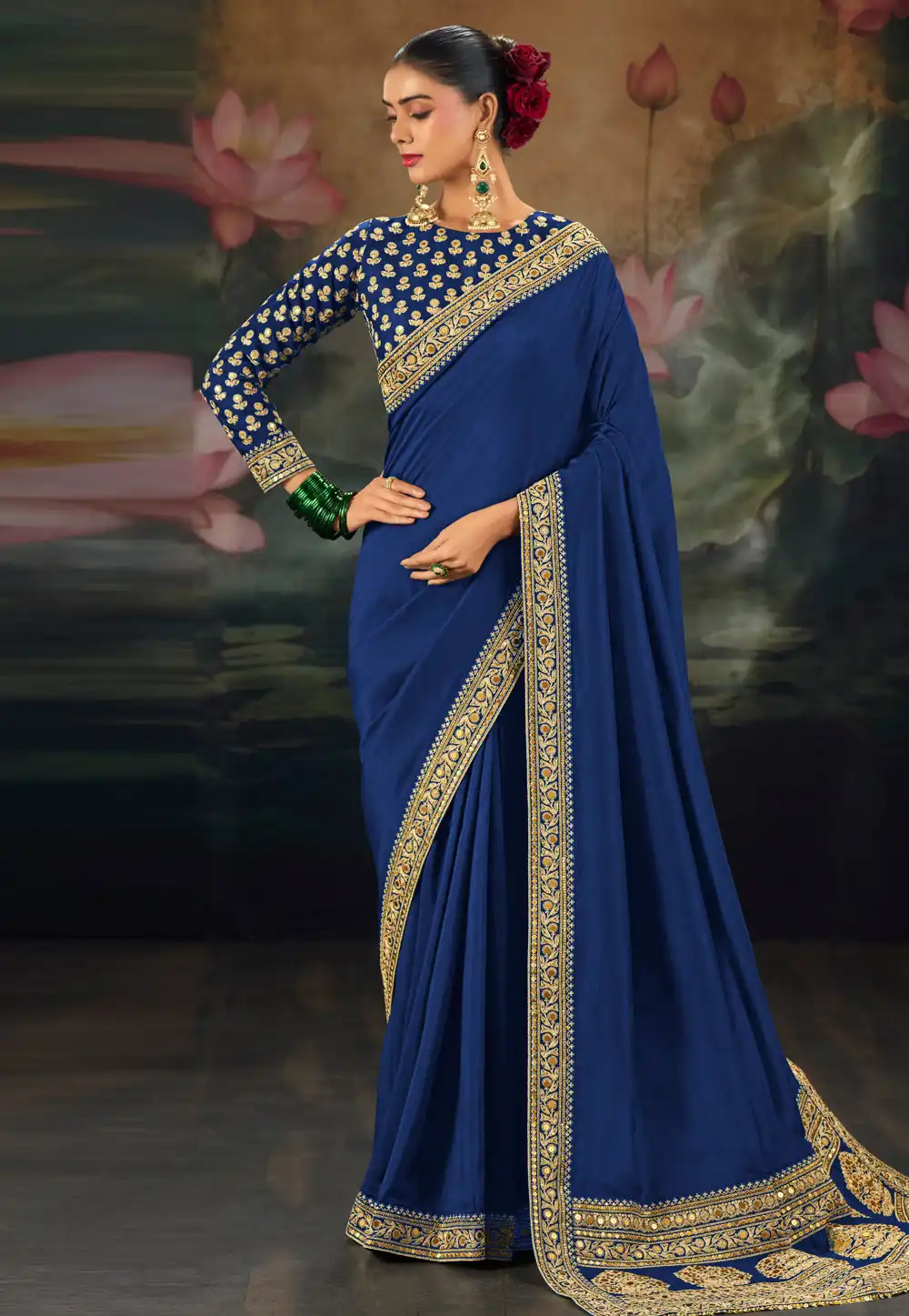 Blue Silk Saree With Blouse 325715