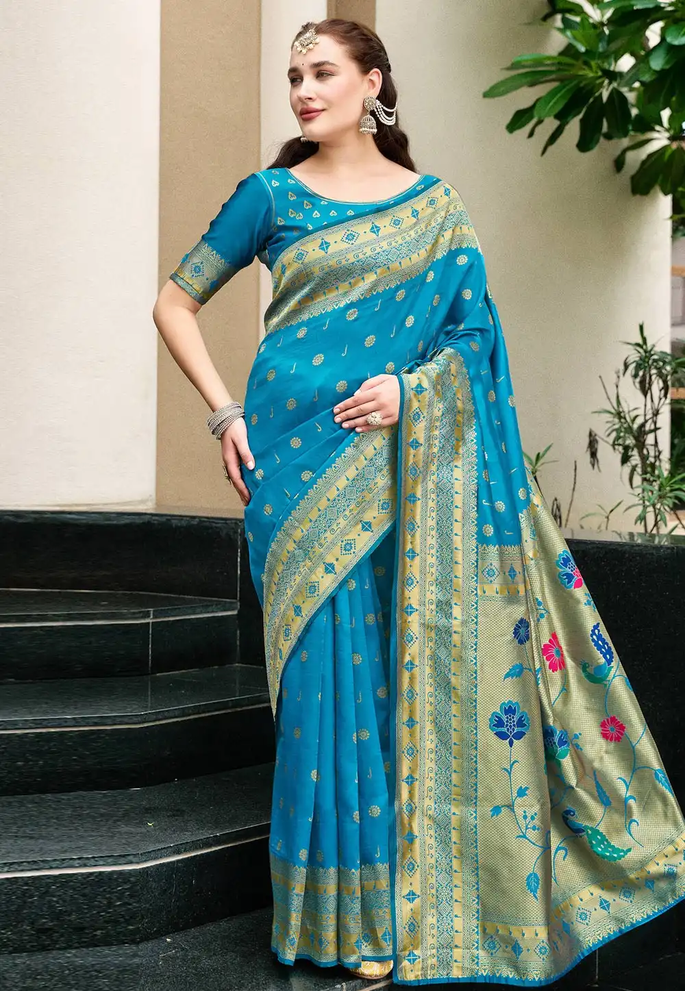 Blue Silk Saree With Blouse 316153