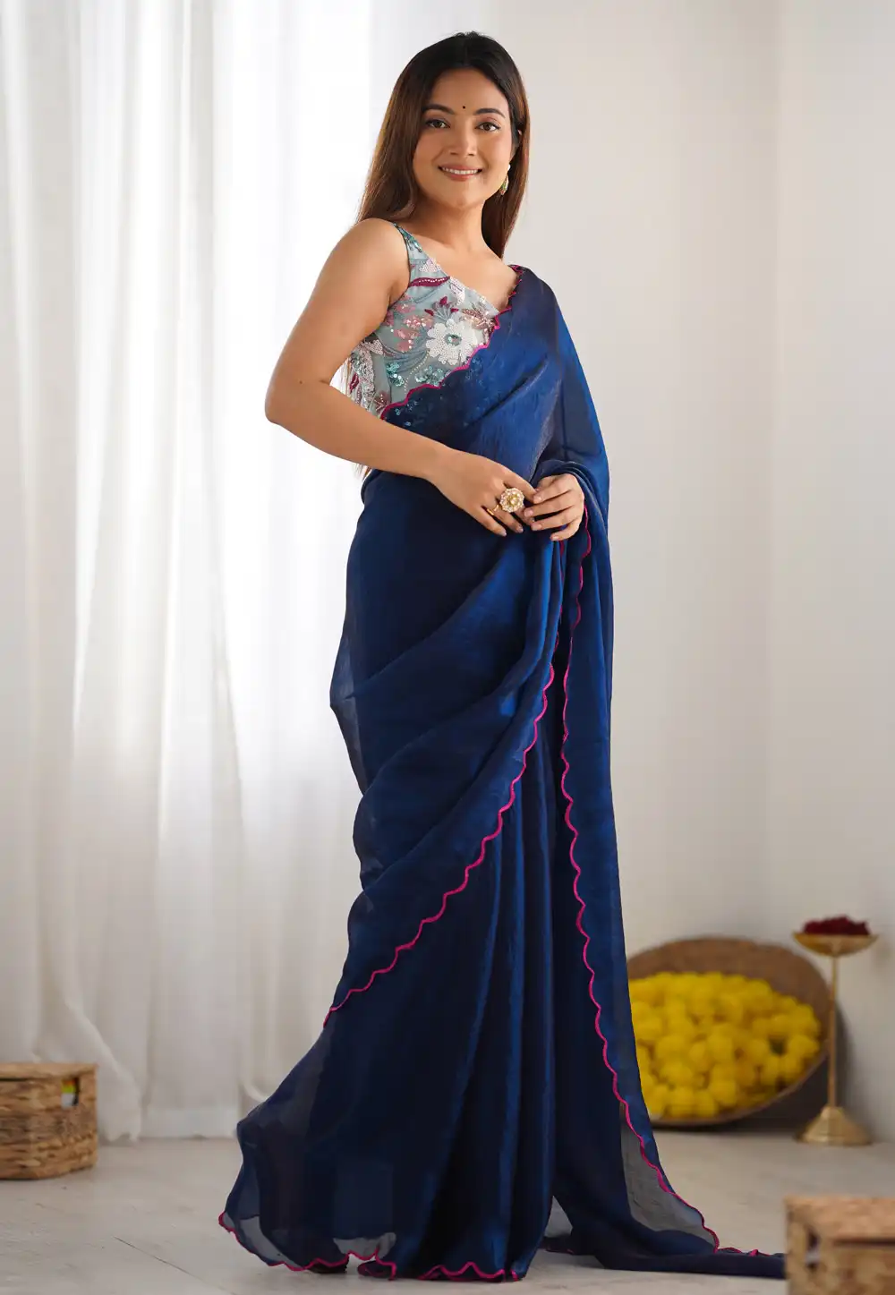 Blue Silk Saree With Blouse 322113