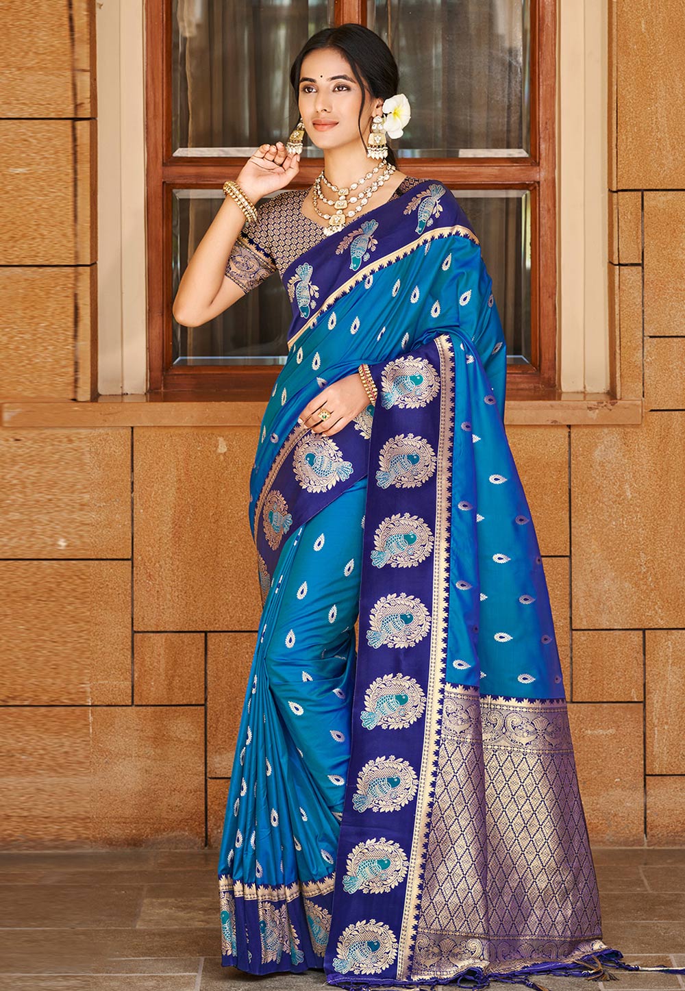 Blue Silk Saree With Blouse 323564