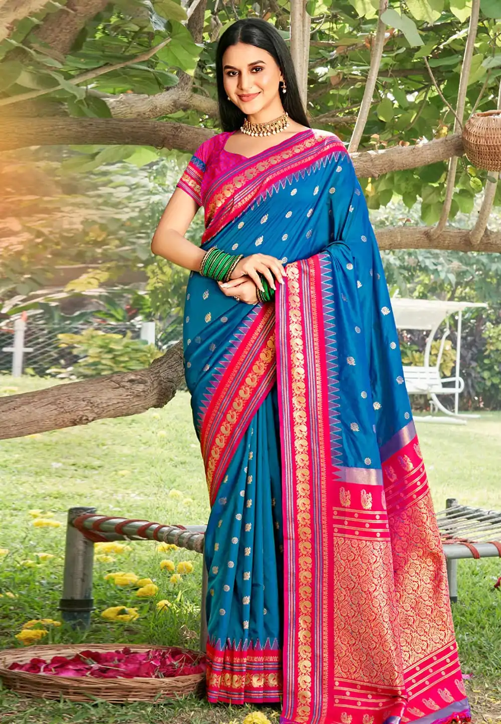 Blue Silk Saree With Blouse 323725