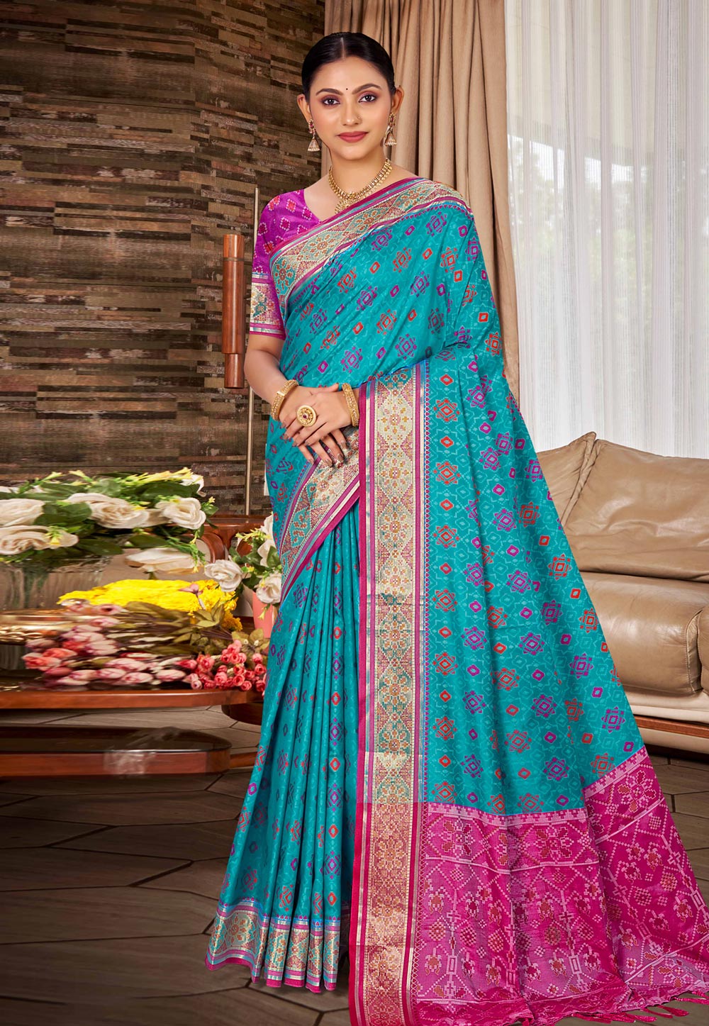 Blue Silk Saree With Blouse 324325