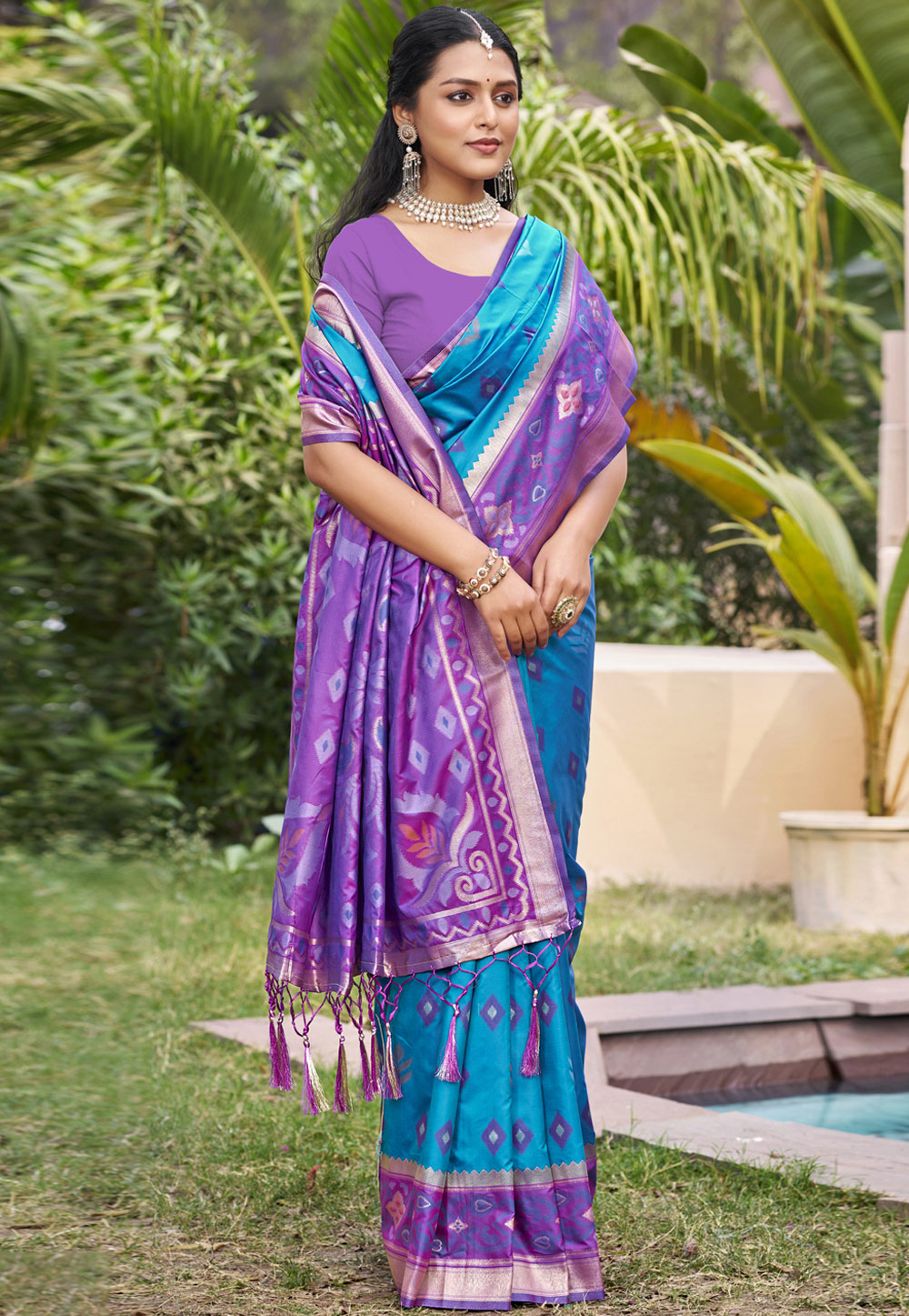 Blue Silk Saree With Blouse 324331