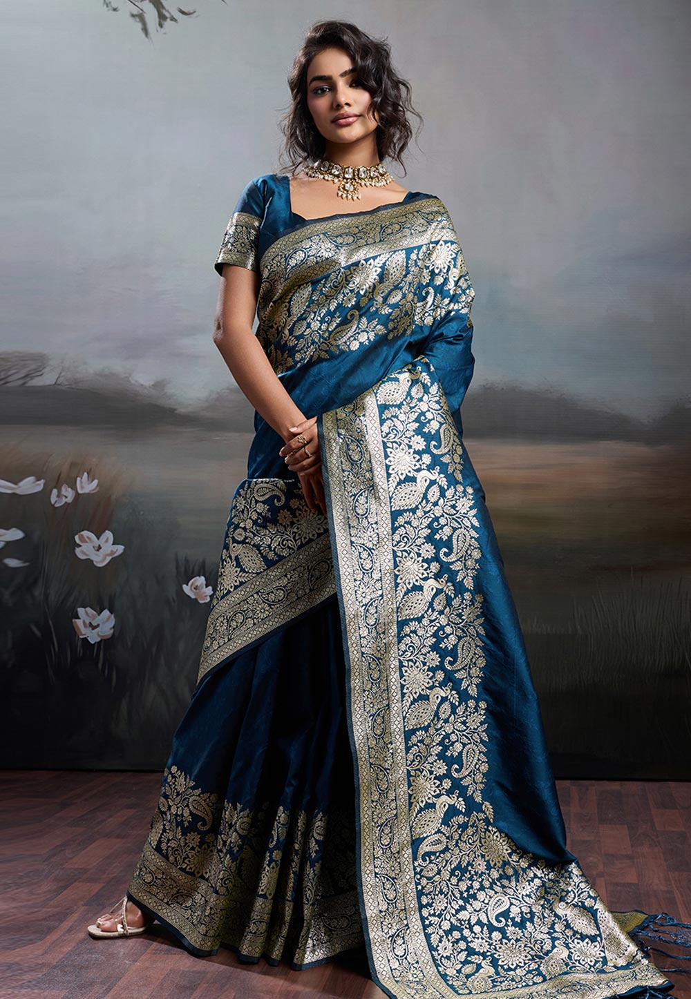 Blue Silk Saree With Blouse 326680