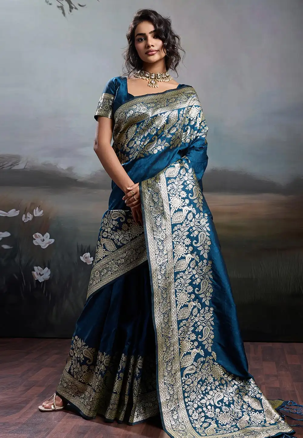 Blue Silk Saree With Blouse 326680