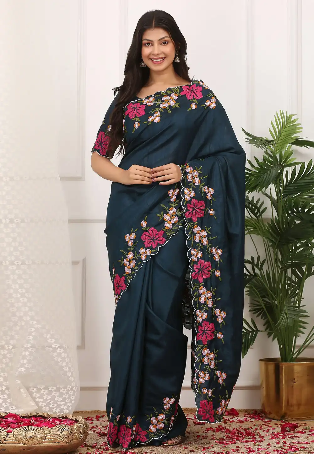 Blue Silk Saree With Blouse 328755