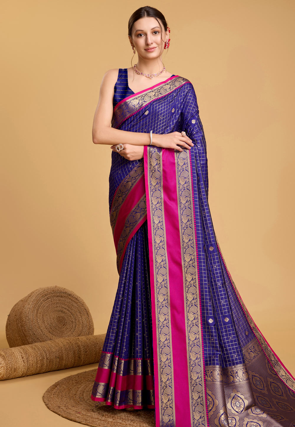 Blue Silk Saree With Blouse 284232
