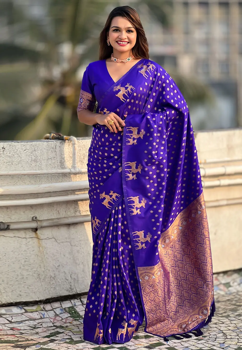 Blue Silk Saree With Blouse 303423