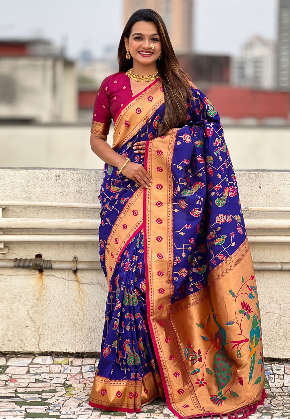 Blue Silk Saree With Blouse 306989