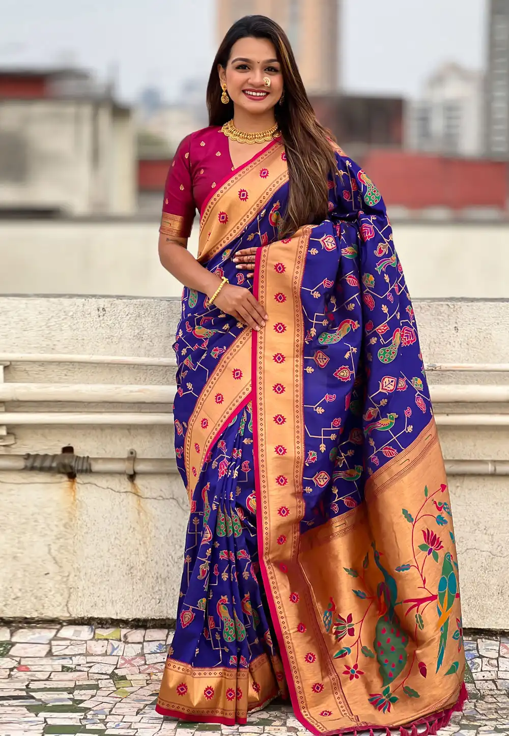 Blue Silk Saree With Blouse 306989