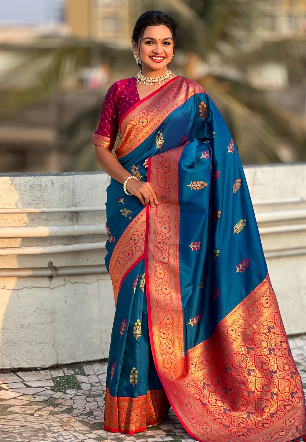 Blue Silk Saree With Blouse 308467