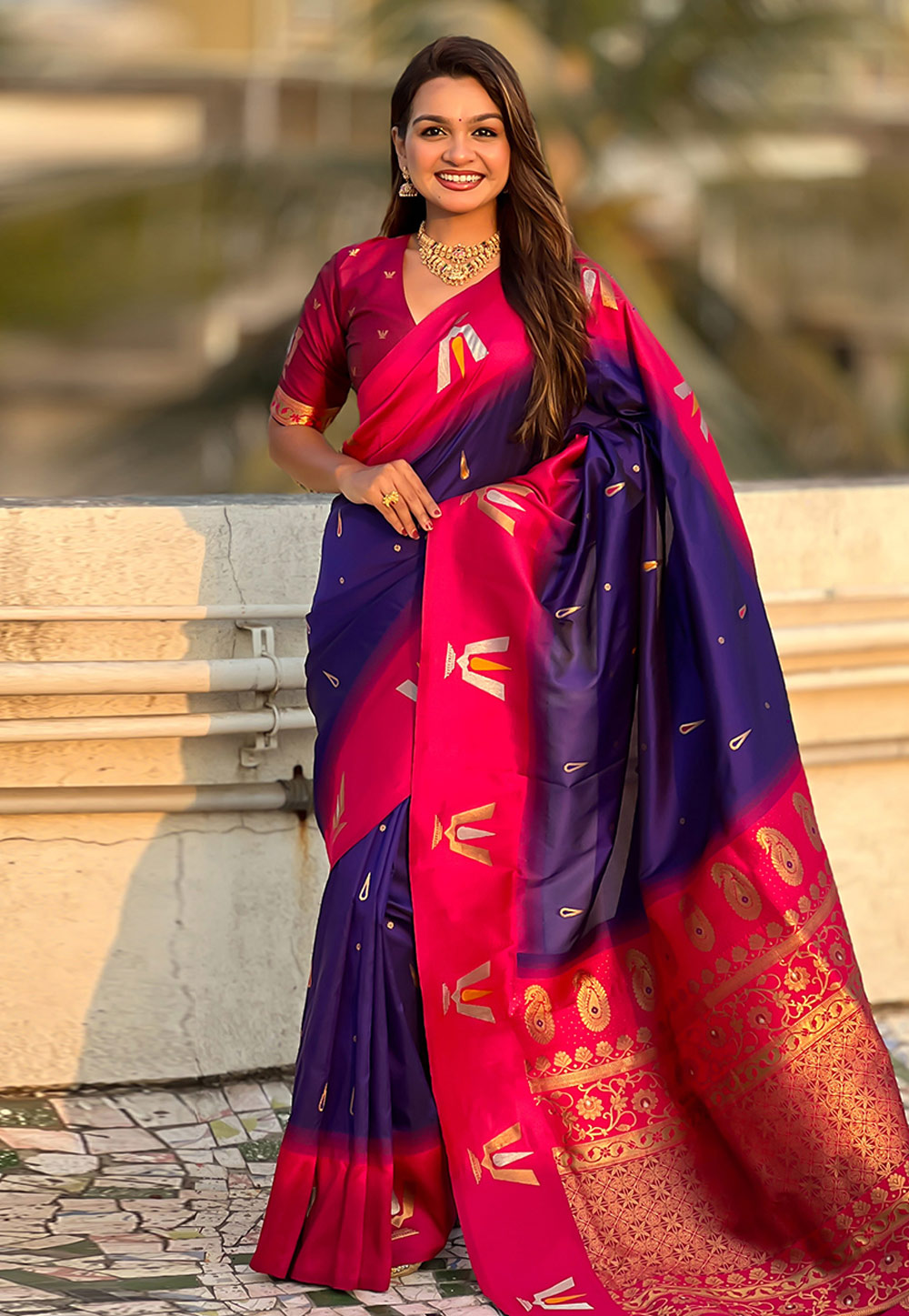 Blue Silk Saree With Blouse 309989