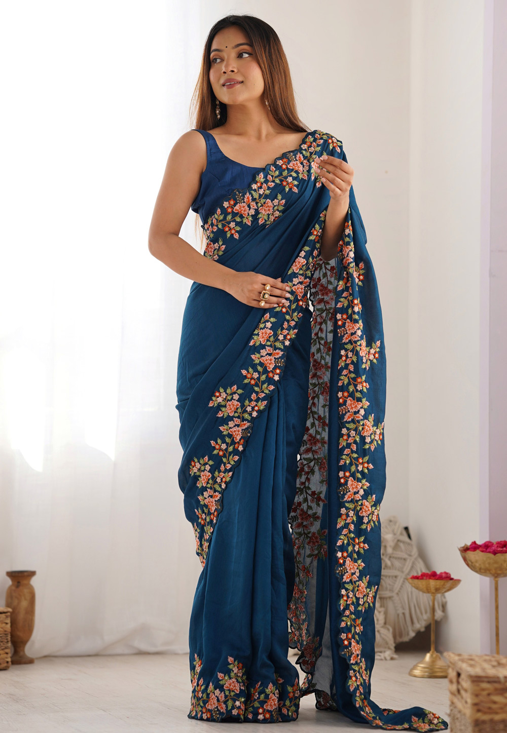 Blue Silk Saree With Blouse 311794
