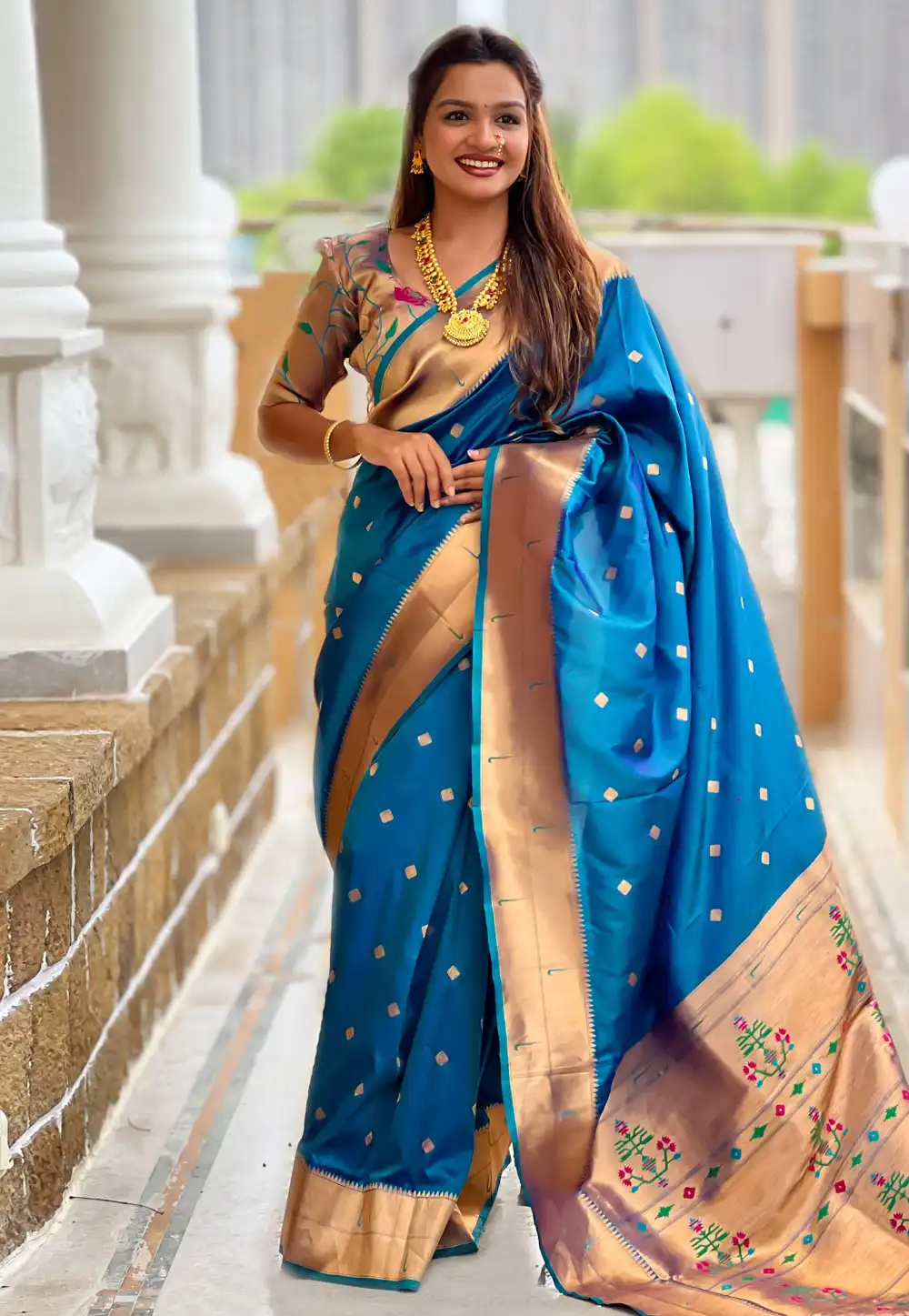 Blue Silk Saree With Blouse 314743