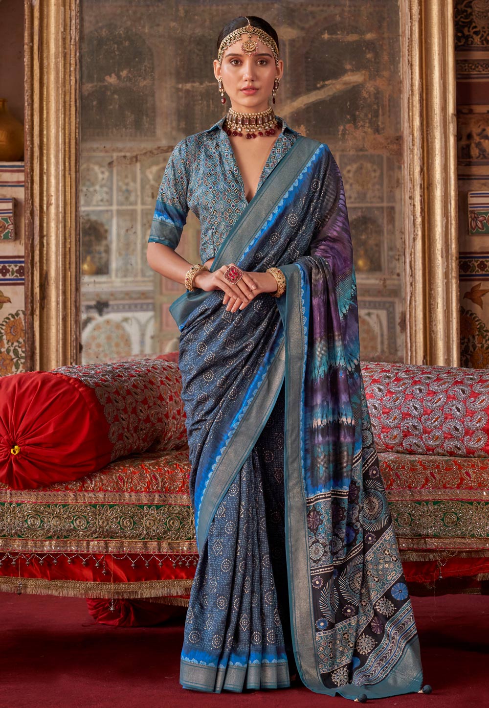 Blue Silk Saree With Blouse 306529