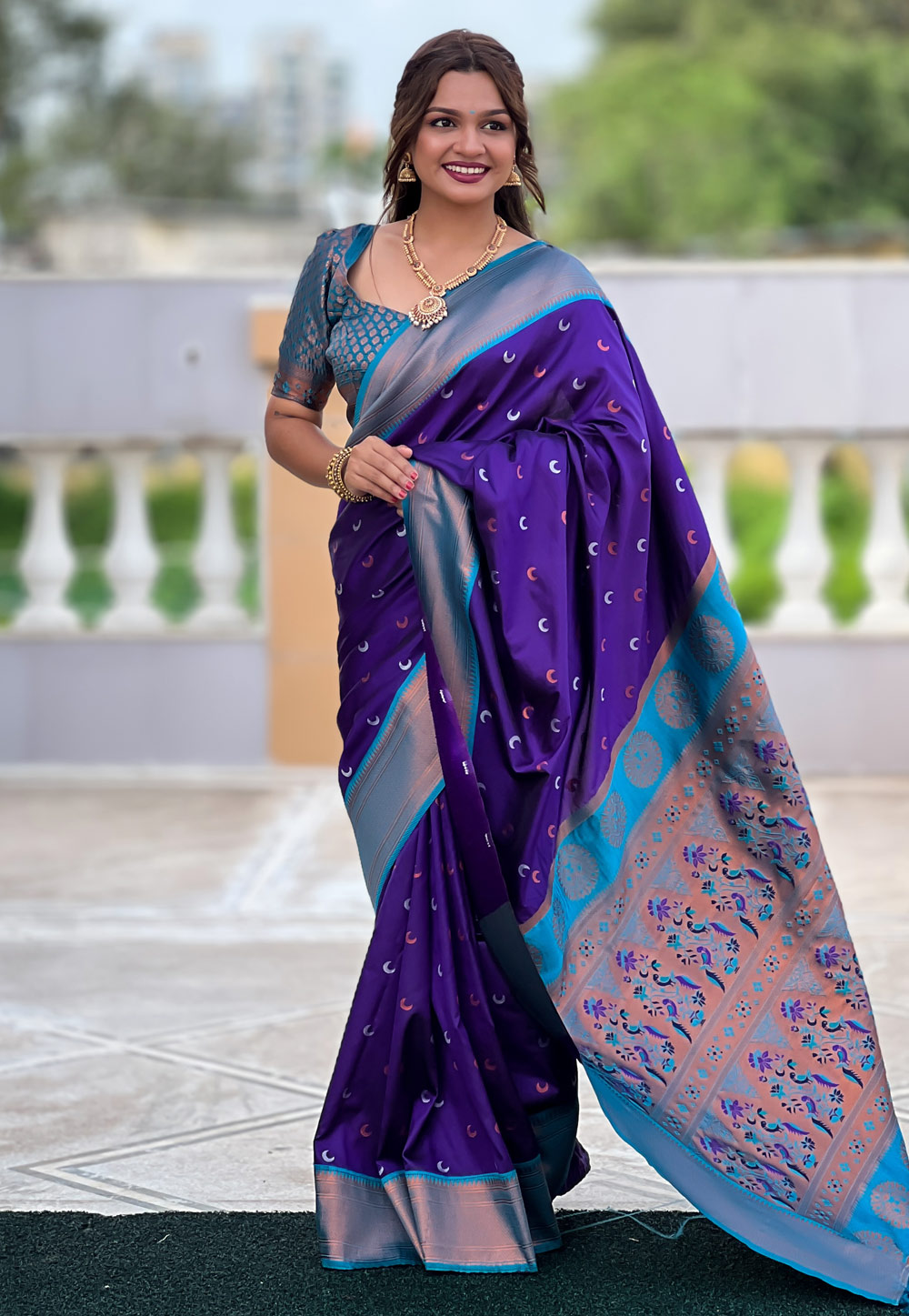 Blue Silk Saree With Blouse 307230