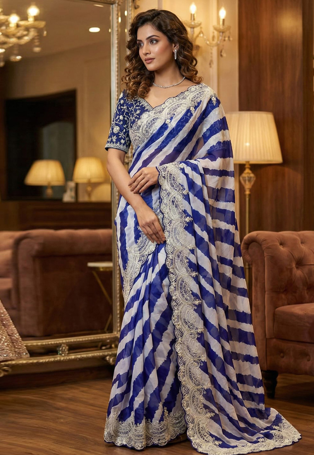 Blue Silk Saree With Blouse 330068