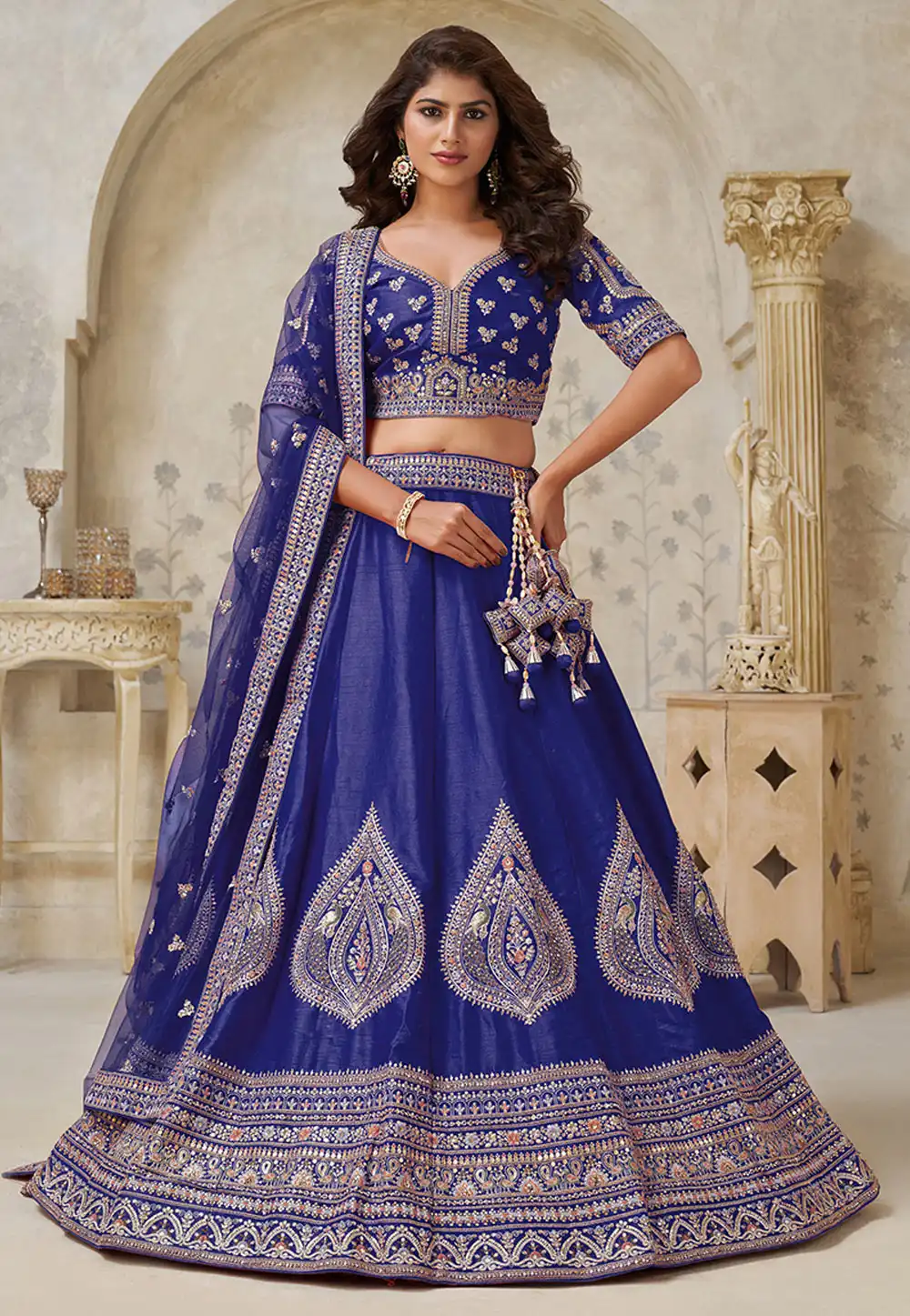 Blue Silk Wedding Lehenga Choli 318862
