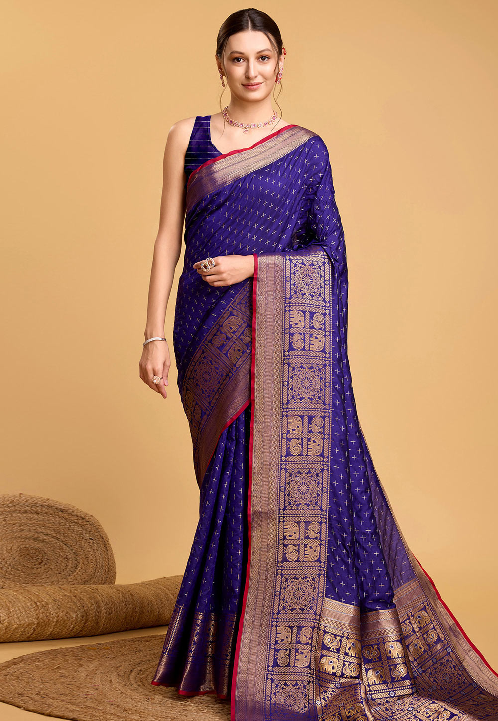 Blue Soft Silk Saree With Blouse 284183