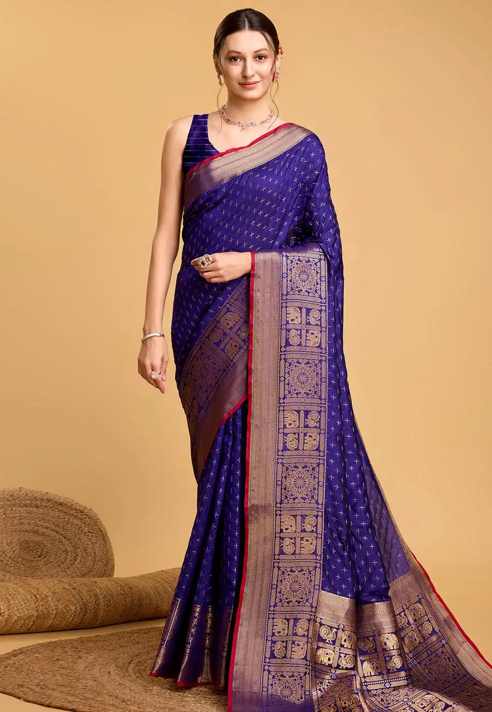 Blue Soft Silk Saree With Blouse 284183