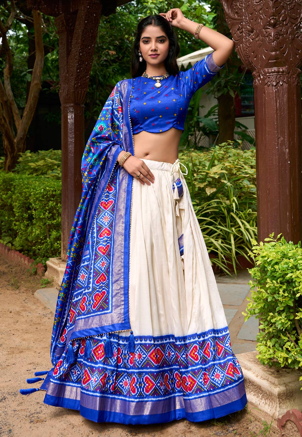 Blue Tussar Silk Circular Lehenga Choli 312053
