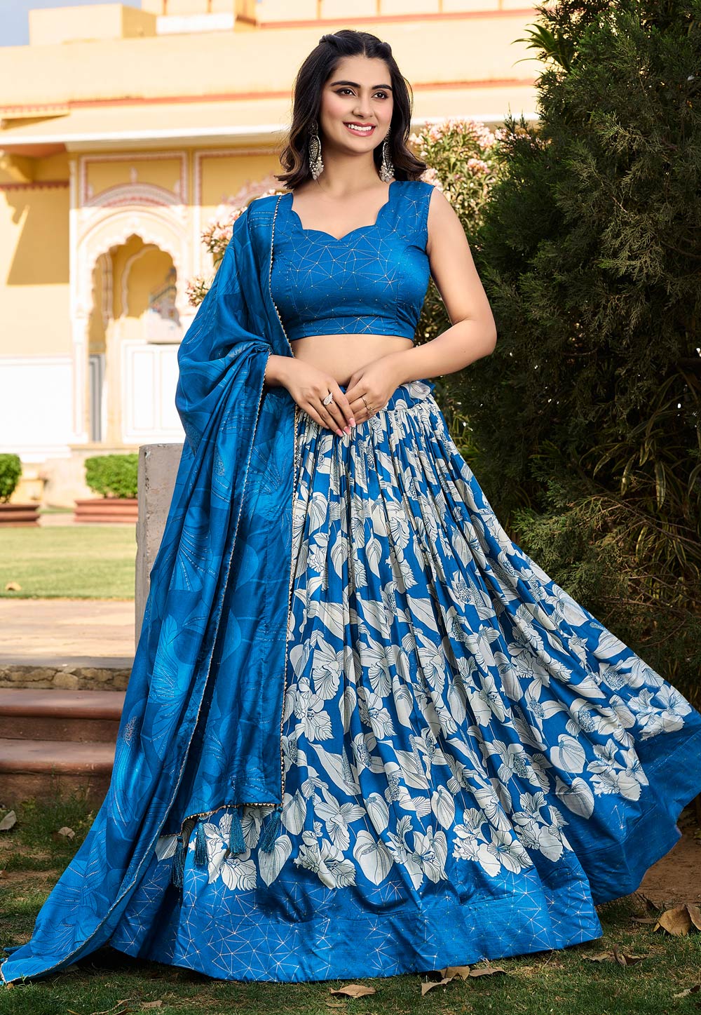 Blue Tussar Silk Lehenga Choli 287454