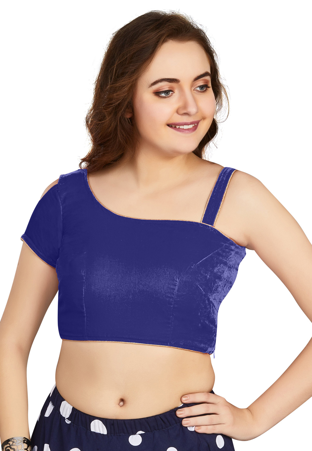 Blue Velvet Readymade Blouse 319810