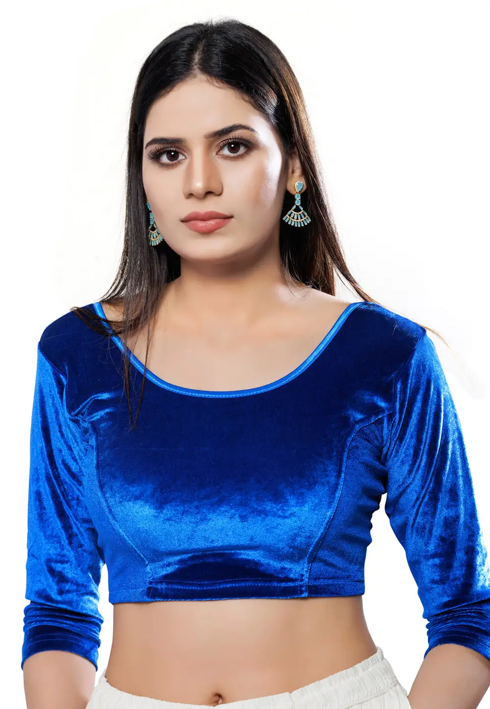 Blue Velvet Readymade Blouse 333482