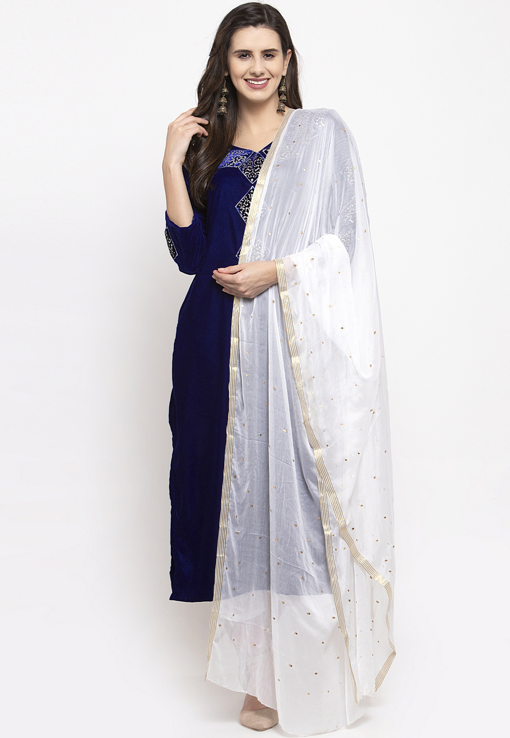 Blue Velvet Readymade Pant Style Suit 322173