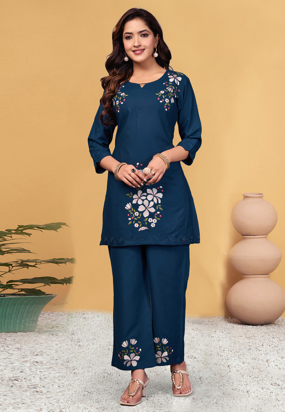 Blue Viscose Rayon Co-Ords Set 321410