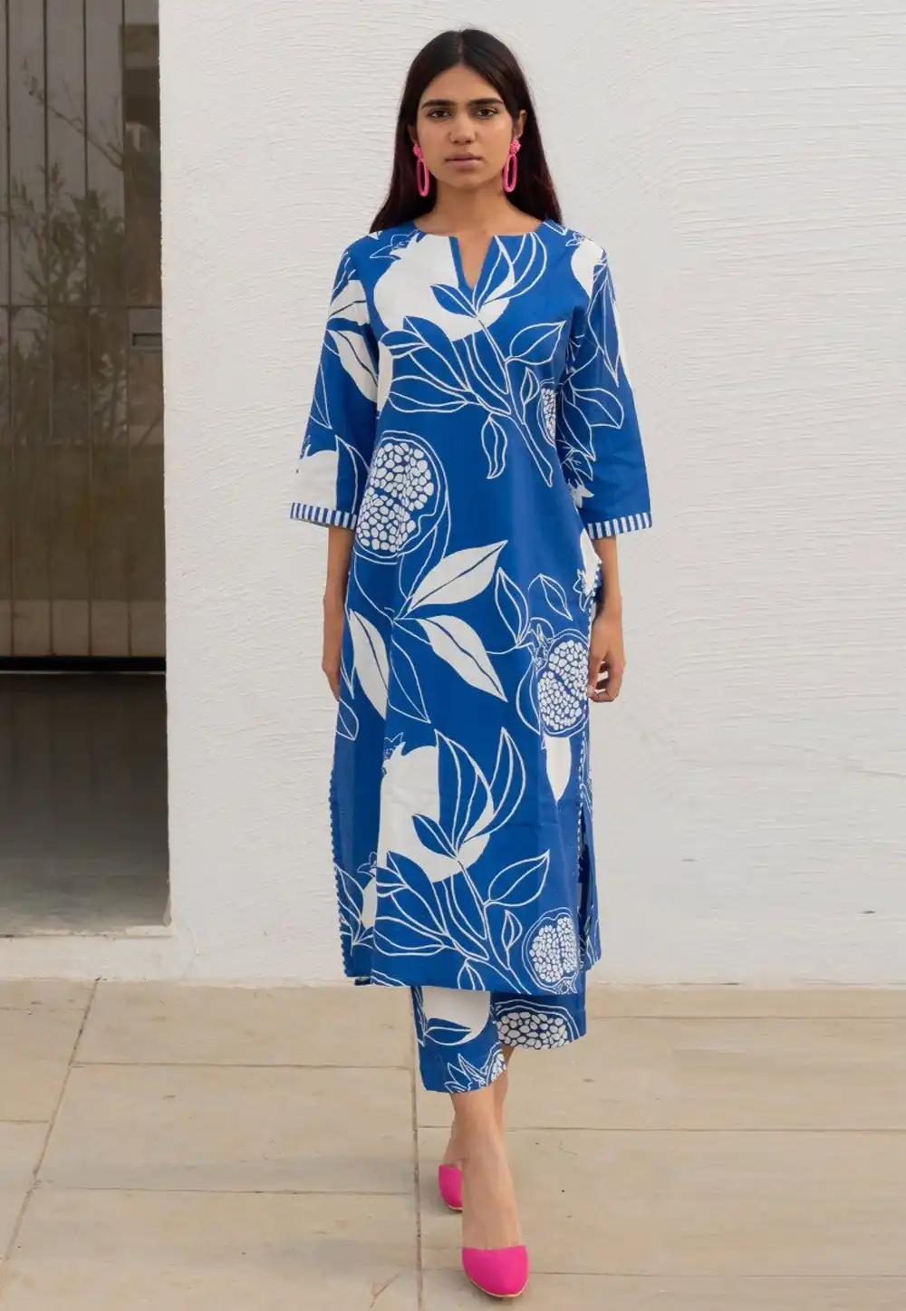 Blue Viscose Rayon Printed Co-Ords Set 328951