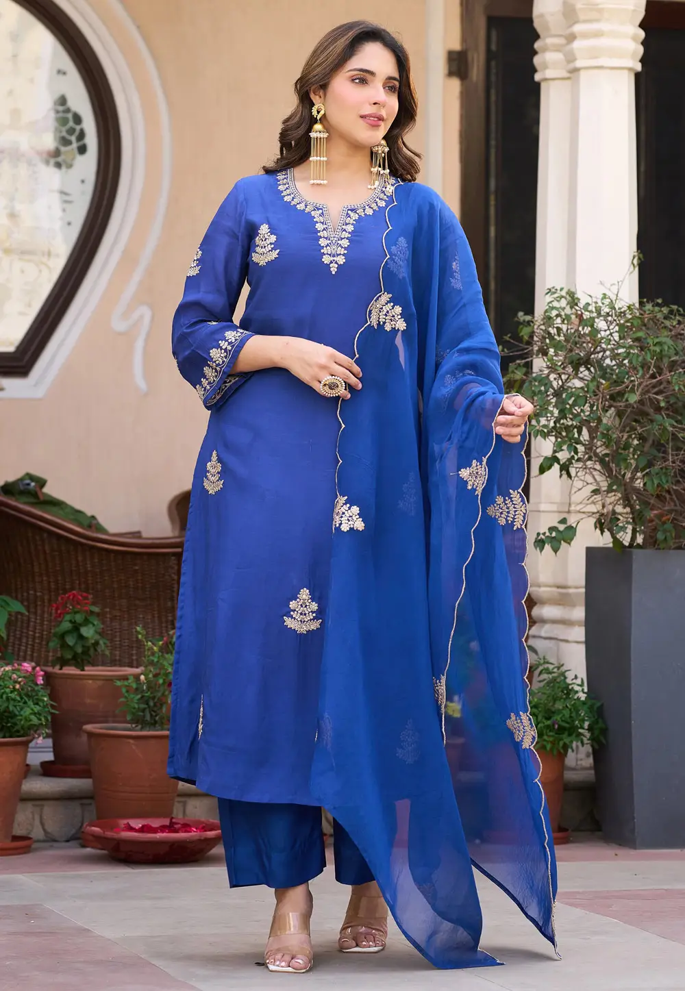 Blue Viscose Readymade Pakistani Suit 332080