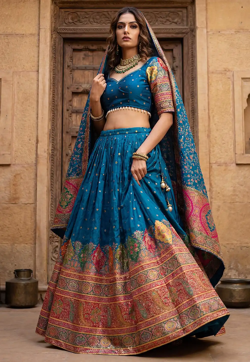 Blue Viscose Wedding Lehenga Choli 329248