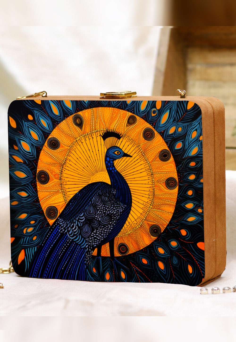 Blue Wooden Clutch 307592