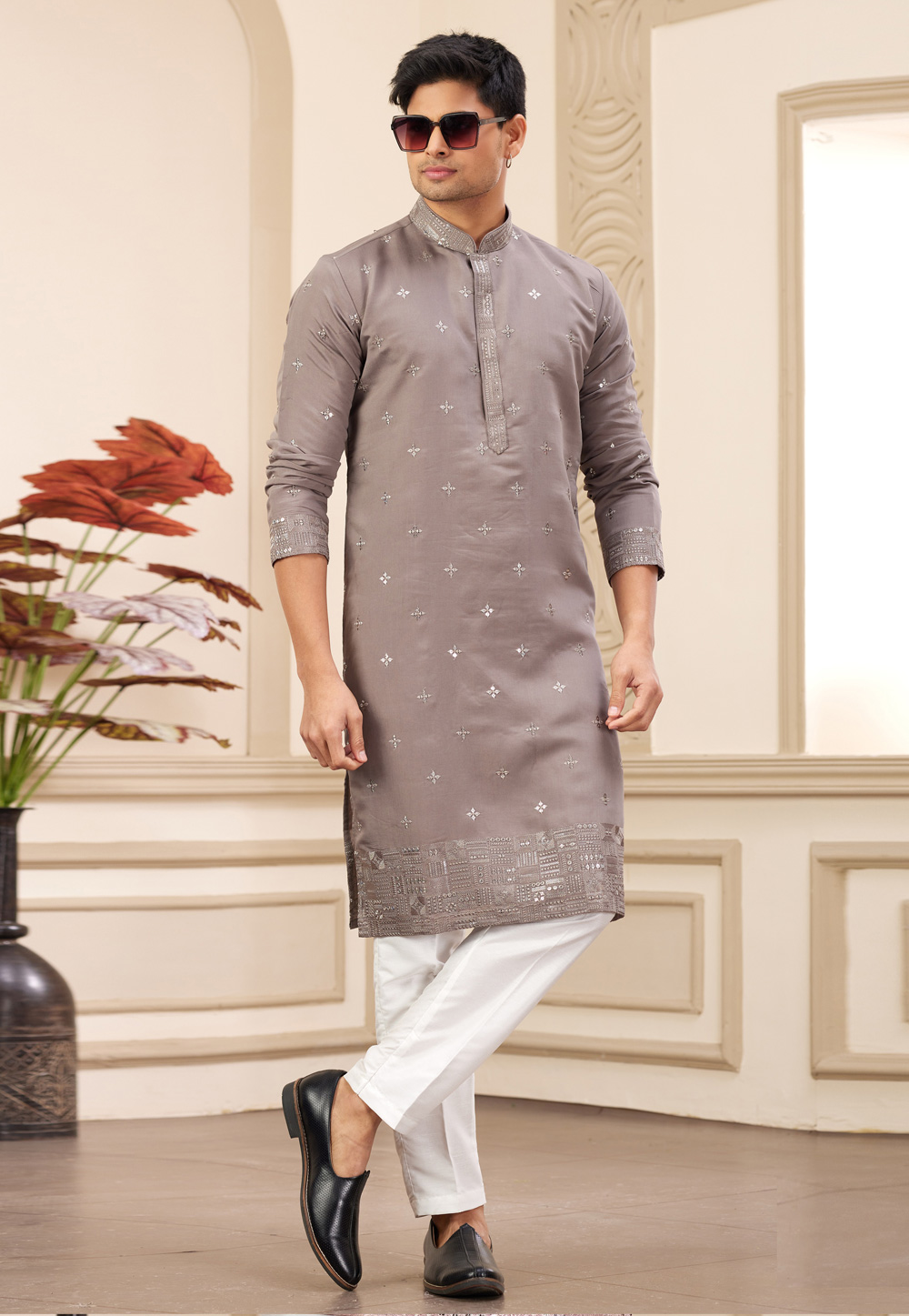 Brown Art Silk Kurta Pajama 308553