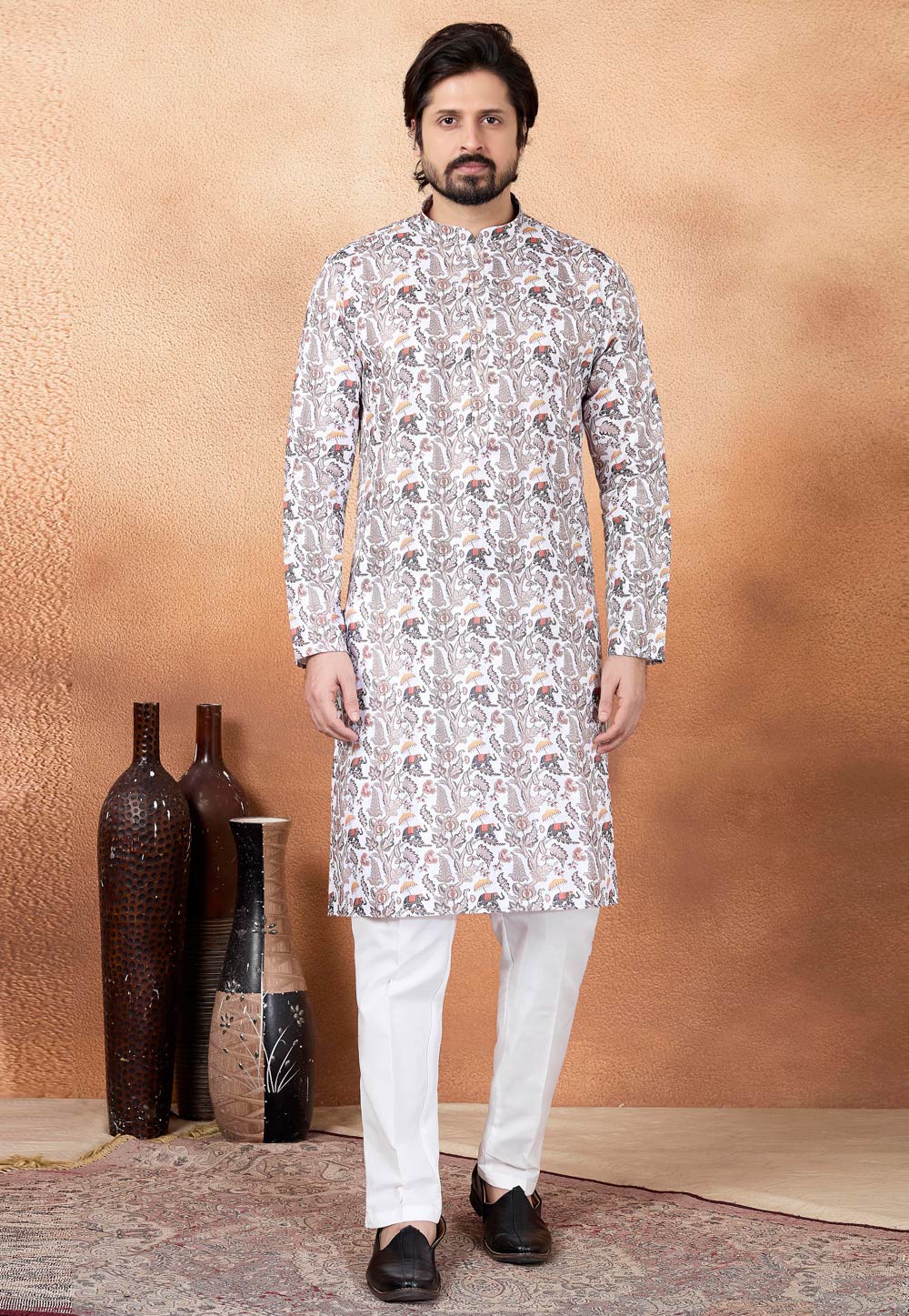 Brown Art Silk Kurta Pajama 323416