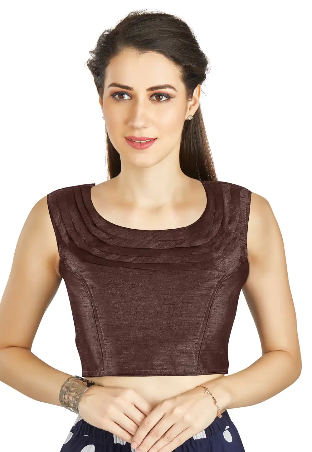 Brown Art Silk Readymade Blouse 319472